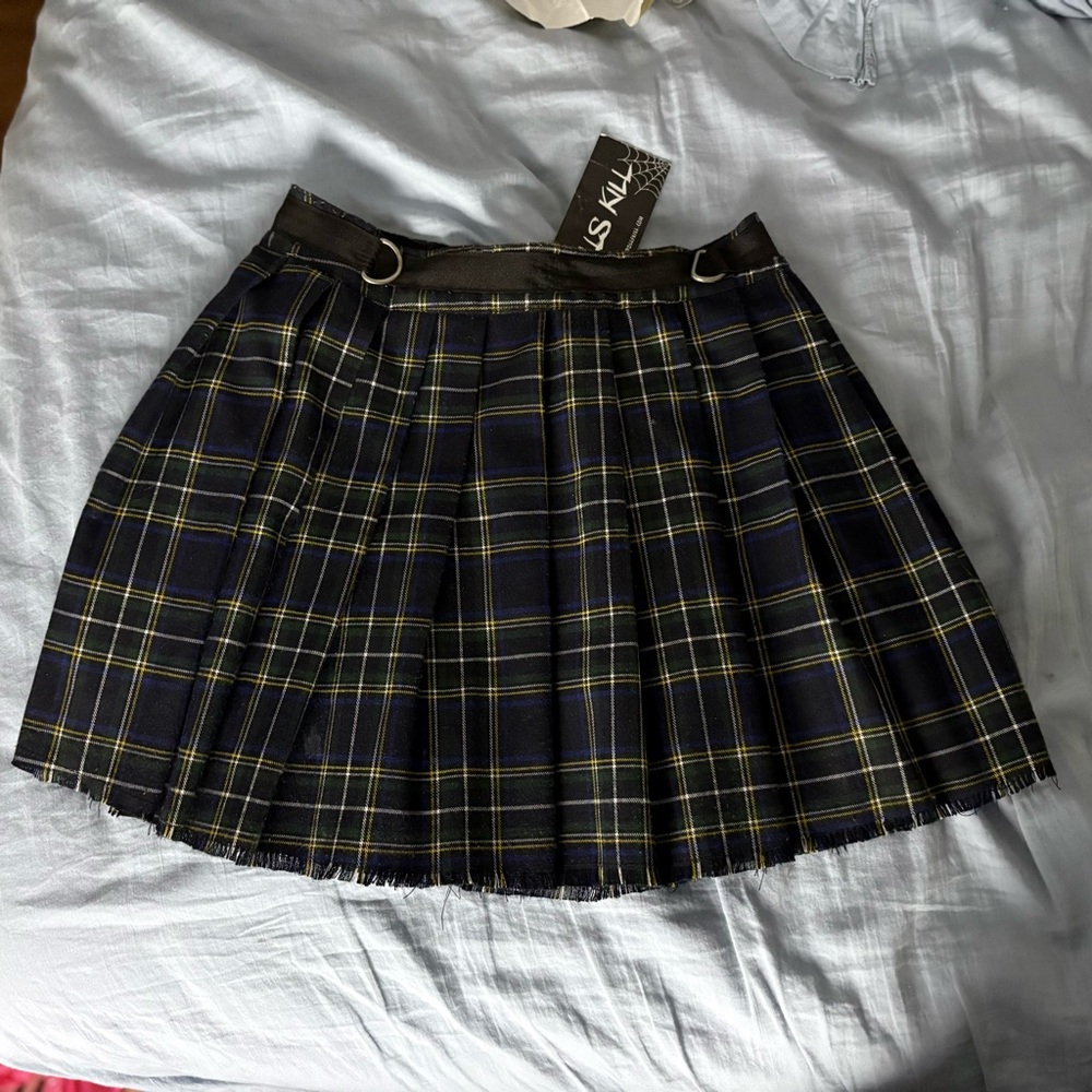 Current Mood Dolls Kill Plaid Skirt, Sz Small